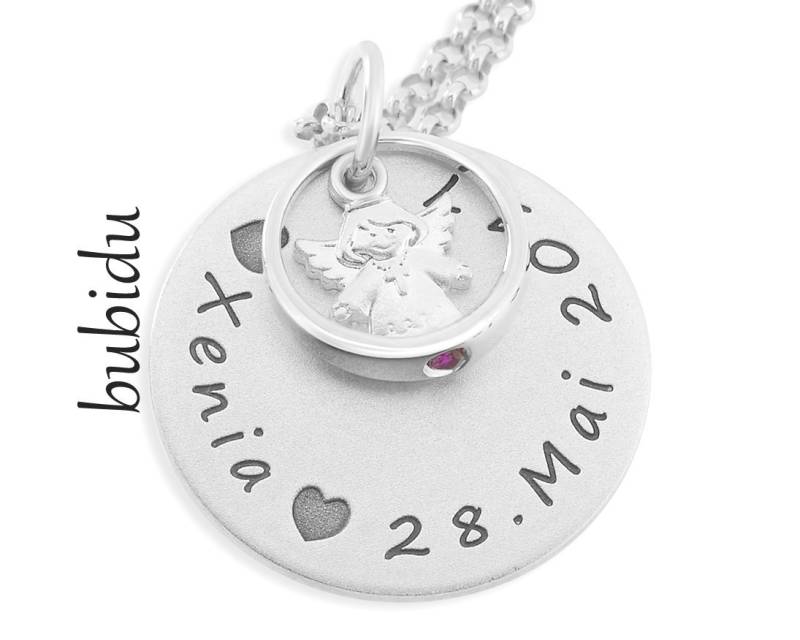 Taufkette Silber Taufschmuck Engel Taufring Kette Baby Schutzengel Schmuck Taufe Silberschmuck Mädchen Junge Kinderkette Gravur Namenskette von BubiduDE