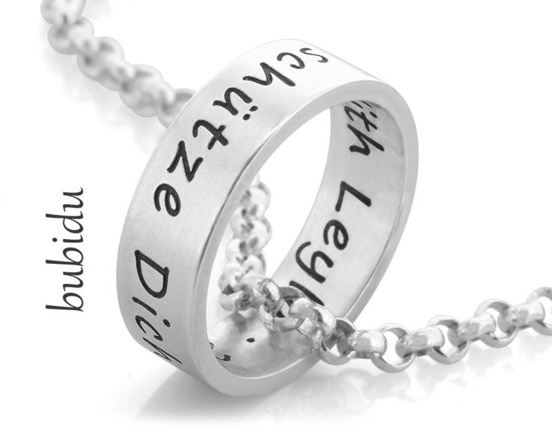 Taufring Matt Gravur Taufkette Silbering Taufgeschenk Personalisiert Silberschmuck Baby Taufringe Namen Kinderkette Taufe Ringkette Massiv von BubiduDE