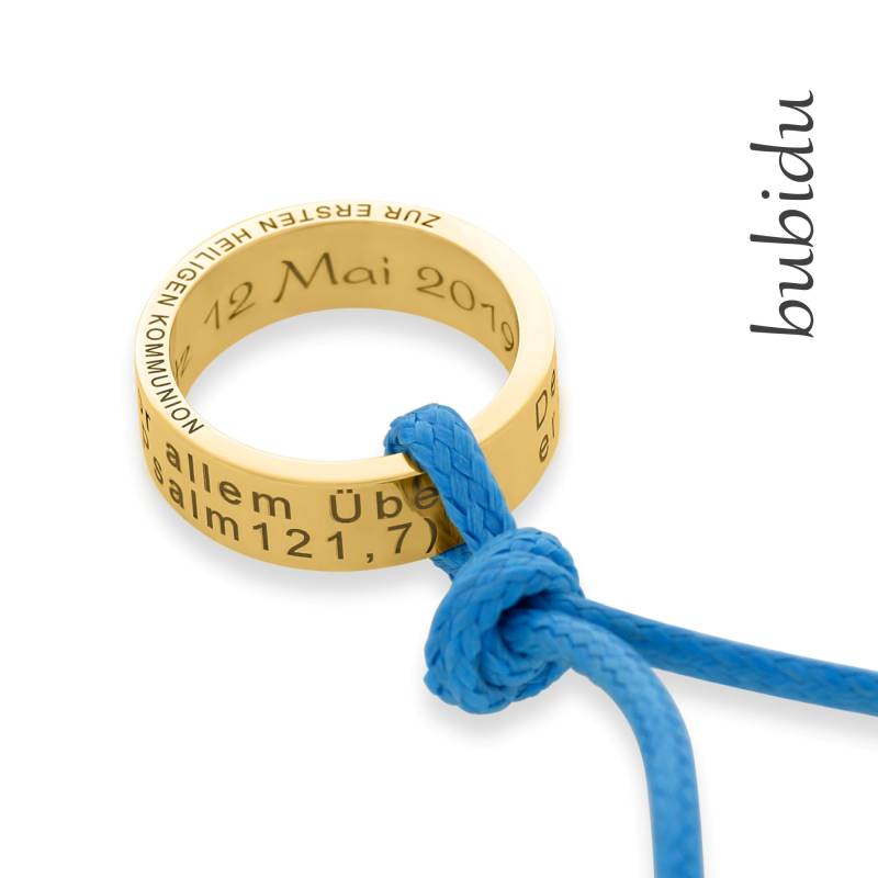 Taufring Ring Gold Spruch Psalm Gravur Baumwollkette Taufkette Mädchen Junge Schmuck 925 Silber Kinderschmuck Kette Anhänger Kommunion von BubiduDE