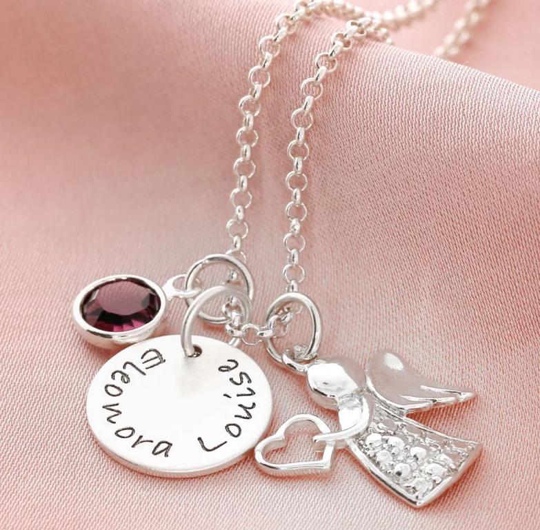 Taufschmuck Mit Engel Oder Schmetterling, 13mm Taufkette Gravur Schmuck Taufe Mädchen Silberschmuck Namen Kette Taufgeschenk Geburt Taufpate von BubiduDE