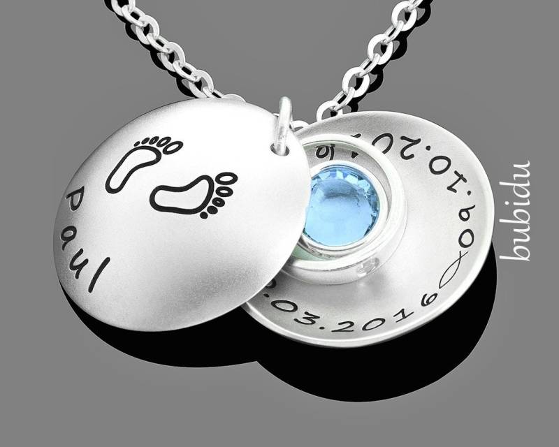 Taufschmuck Mit Gravur Medaillon Kette Taufring Taufkette Babyfüsse Silberkette Baby Taufgeschenk Personalisiert Taufmedaillon 925 Silber von BubiduDE