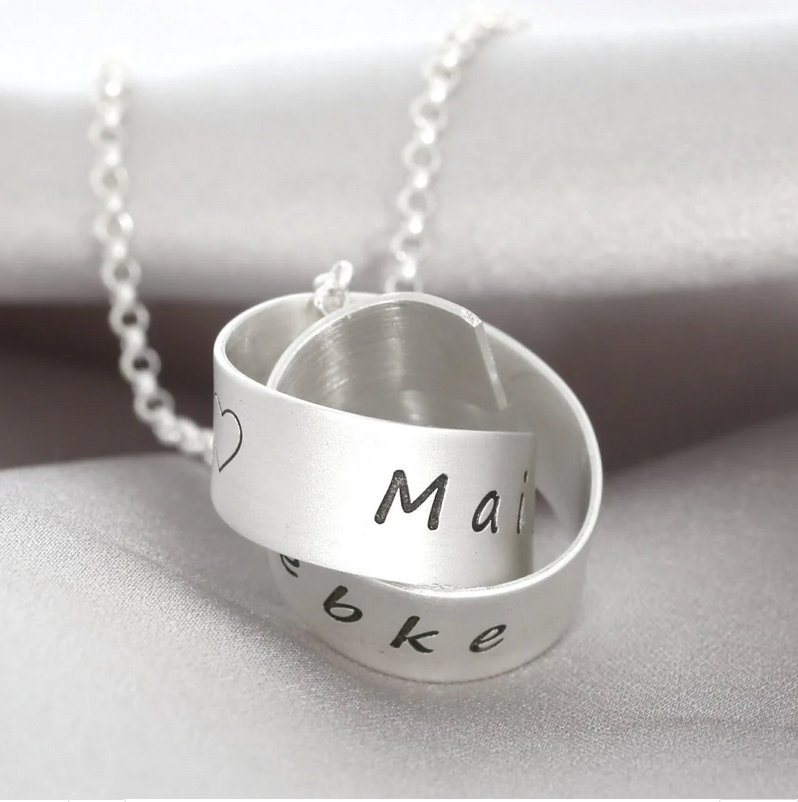 Unikat Wickelanhänger Damenkette Gravur Kette Schmuck 925 Silber Silberschmuck Namen Text Damenschmuck Textschmuck Freundschaft Namenskette von BubiduDE