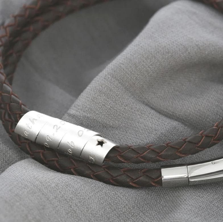 Wickelanhänger 925 Silber Gravur Wunschtext Spruch Liebeserklärung Mann Herrenkette Leder Geflochten 5mm Halskette Geschenk Papa Freund von BubiduDE