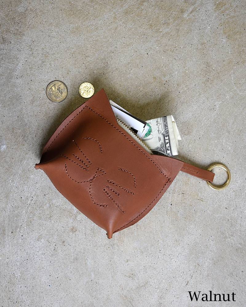 Handgefertigte Leder Geldbörse/Kleingeldbeutel Lederetui Katze von BuboHandmade