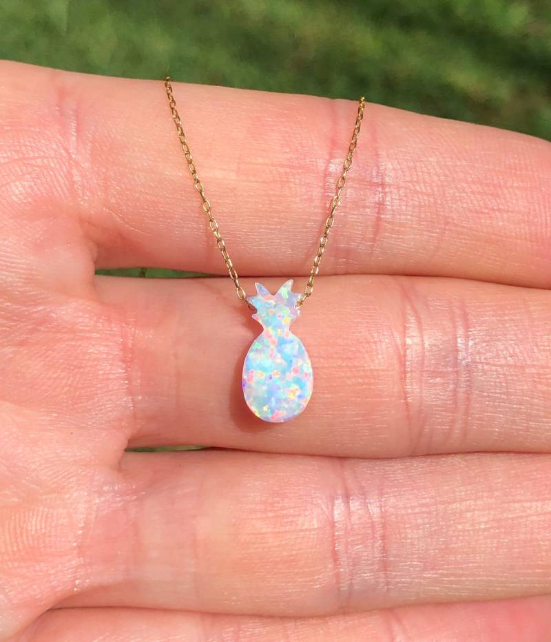 Ananas Halskette - Sommer Schmuck Opal Anhänger Obst Eine An Einer 14K Vergoldeten Kette Ananas Halskette - Sommer Schmuck Opal Anhänger Obst Eine An Einer 14K Vergoldeten Kette von BubuRuby