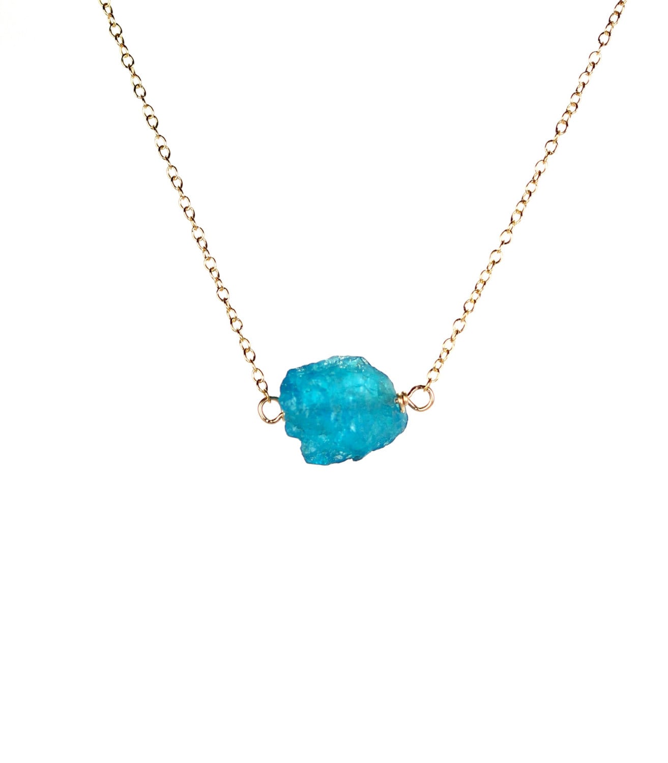 Rohe Apatit Kristall Halskette 14K Gold Filled Ocean Blue Edelstein Rohe Apatit Kristall Halskette 14K Gold Filled Ocean Blue Edelstein von BubuRuby