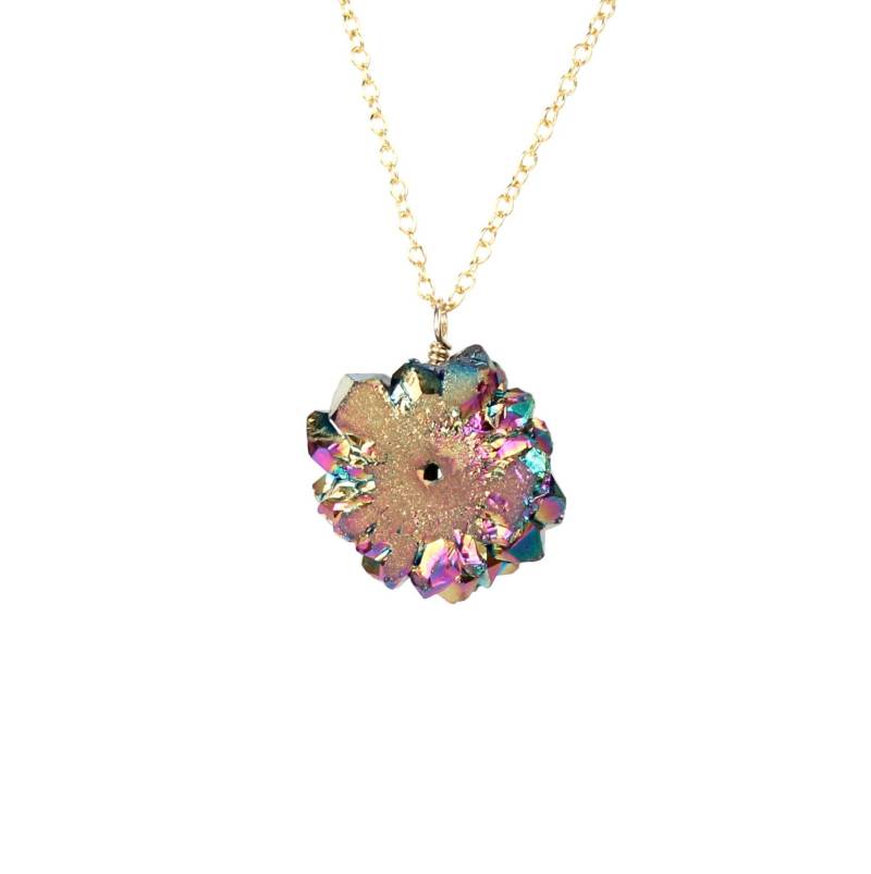 Aura Quarz Kristall - Rohkristall Kette Solar Lila Titanium An Einer 14K Gold Filled Aura Quarz Kristall - Rohkristall Kette Solar Lila Titanium An Einer 14K Gold Filled von BubuRuby