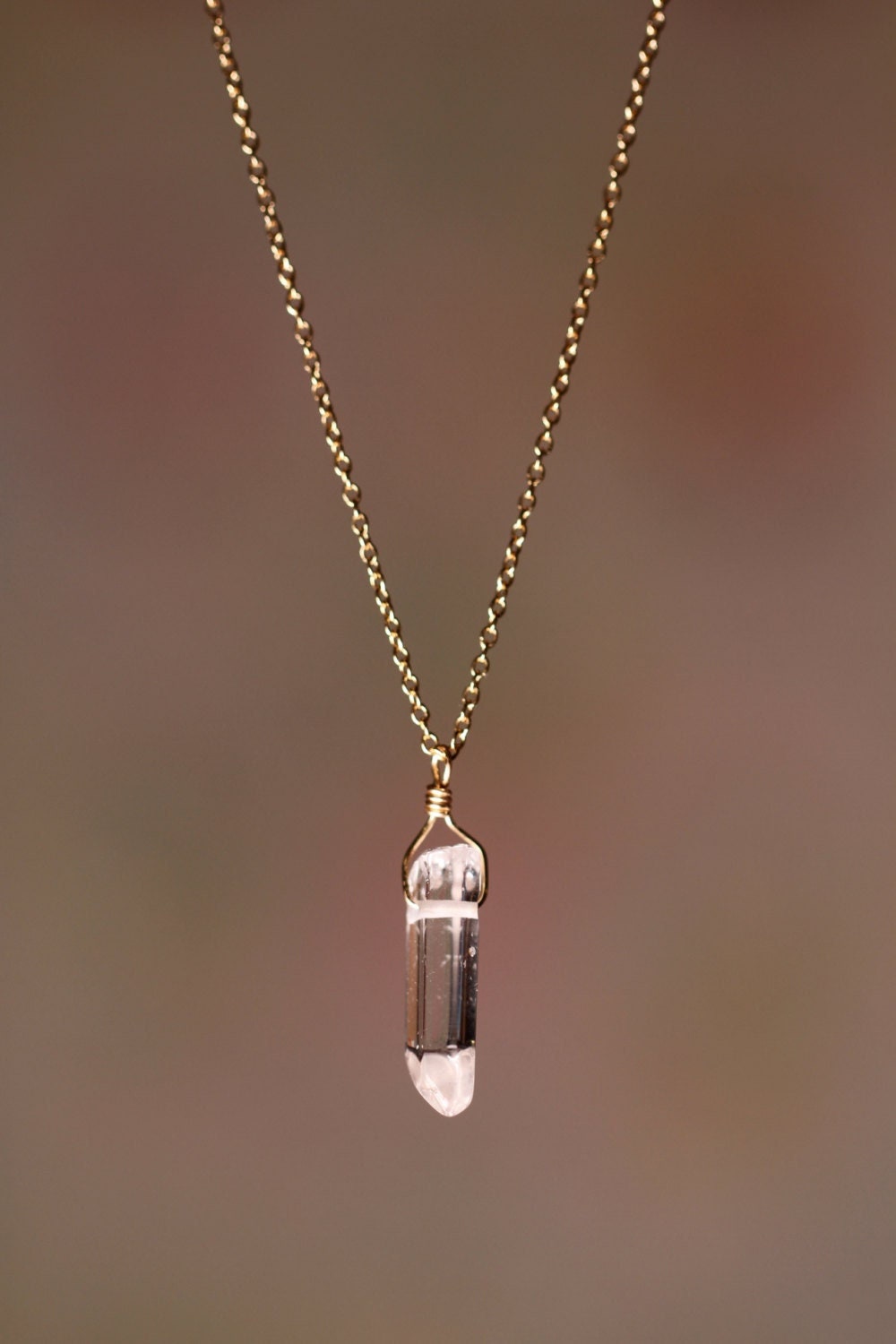 Bergkristall Stab-Halskette Zierliche 14K Gold Filled Kette, Chakra Kristall Bergkristall Stab-Halskette Zierliche 14K Gold Filled Kette, Chakra Kristall von BubuRuby