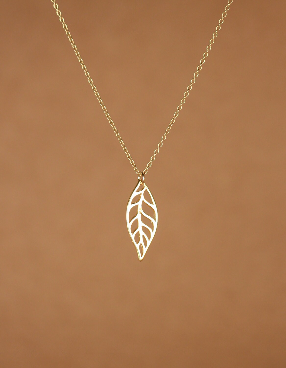 Blattgold Umriss Halskette Zierlicher Natur Schmuck von BubuRuby