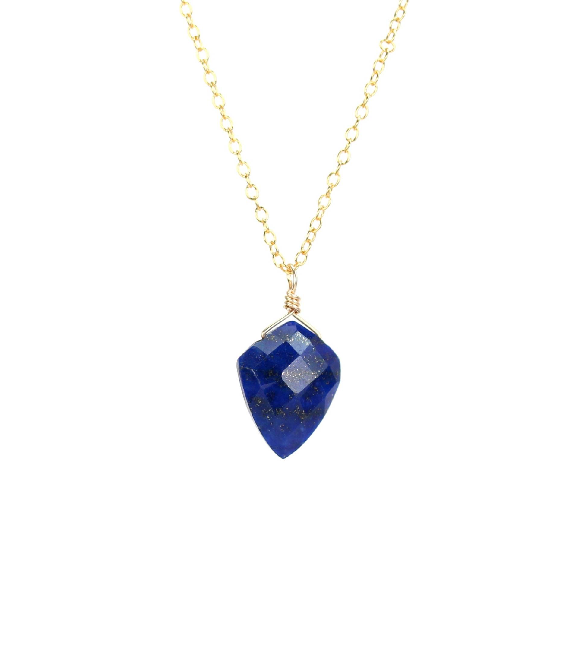 Blaue Lapis Lazuli Pfeilspitze Halskette Crystal Spike Anhänger, 14K Vergoldete Kette von BubuRuby