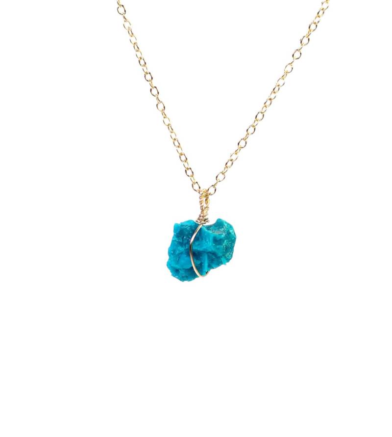 Chrysokoll Halskette - Mineral Blaue Stein Ein Leuchtend Blauer An Einer 14K Gold Filled Kette Chrysokoll Halskette - Mineral Blaue Stein Ein Leuchtend Blauer An Einer 14K Gold Filled Kette von BubuRuby