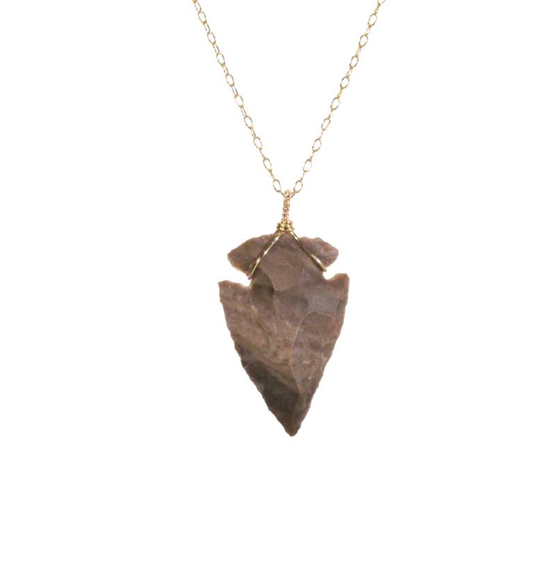 Erdfarbene Achat Pfeilspitze Kette 14K Gold Filled Oder Sterling Silber von BubuRuby