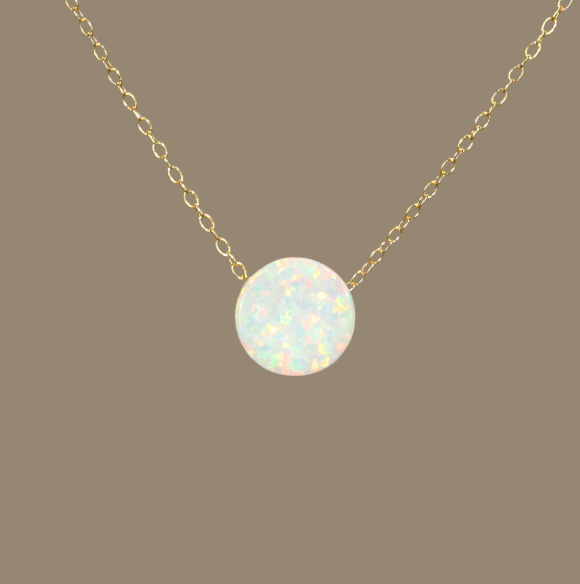 Feueropal Scheibe Halskette Zierliche 14K Gold Filled Kette Feueropal Scheibe Halskette Zierliche 14K Gold Filled Kette von BubuRuby
