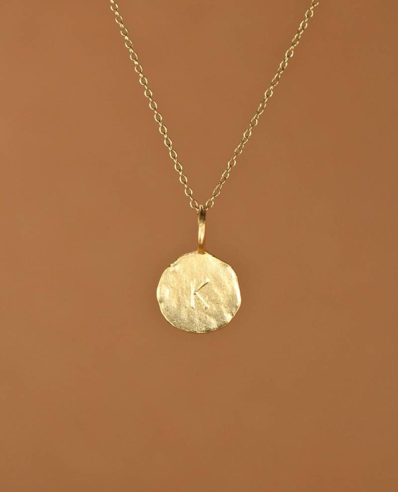 Goldene Buchstaben - Kette Runder Buchstabe Name 14K Gold Vermeil Anhänger An Einer Gold Gefüllten von BubuRuby