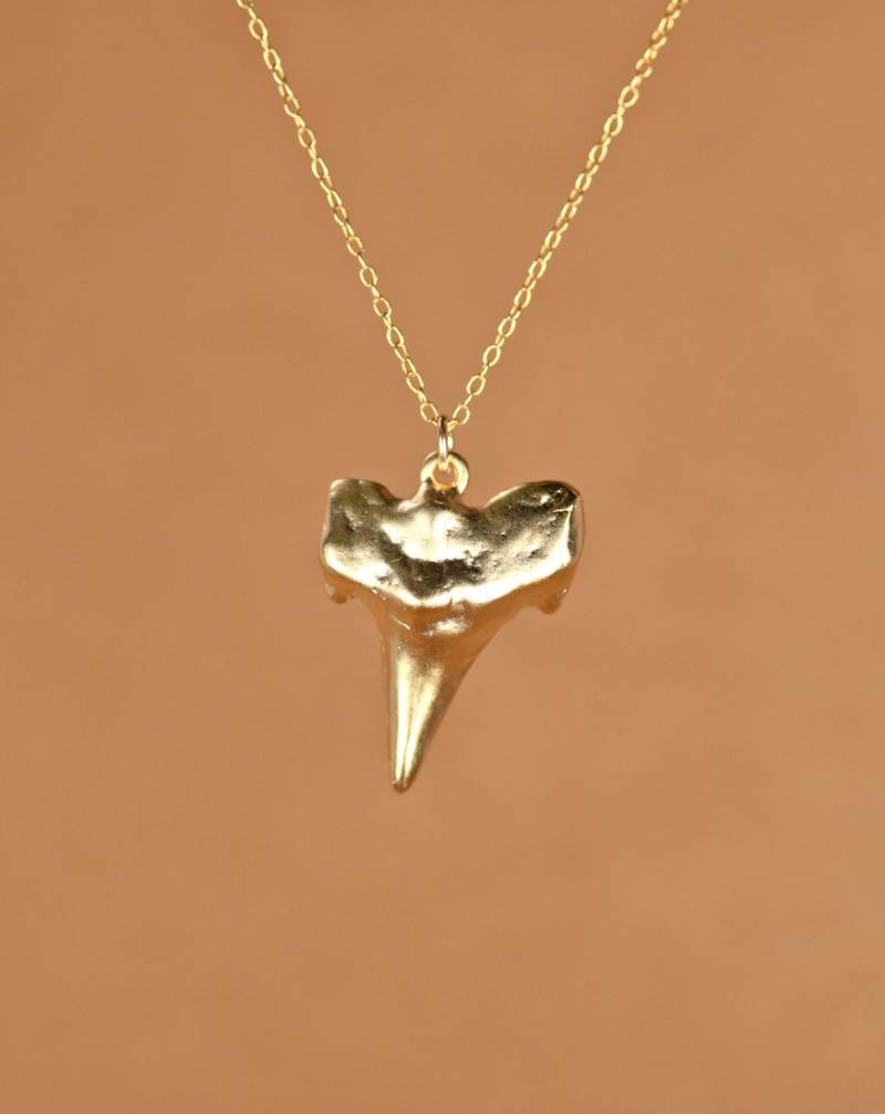 Haifischzahn Kette, Goldene Strand Halskette, Surfer Schmuck, Ein 14K Gold Vermeil Haizahn An Einer Gold Gefüllten Kette von BubuRuby