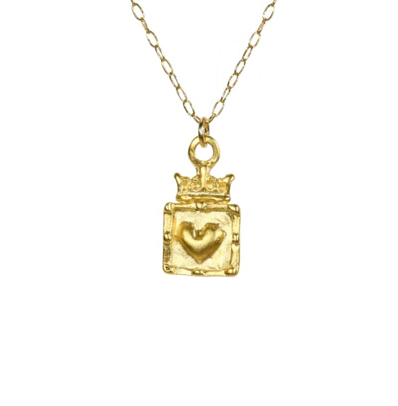 Herz Und Krone Halskette Gold Royalty Anhänger, 14K Filled Kette von BubuRuby