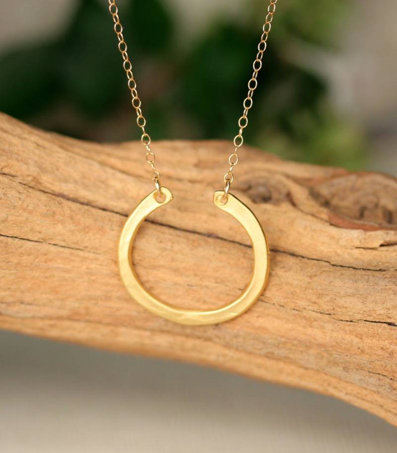 Hufeisen Halskette - Creolenkette Halbkreis Kreis Ein Gold Vermeil Halber Hoop An Einer 14K Gold Vermeil Kette Hufeisen Halskette - Creolenkette Halbkreis Kreis Ein Gold Vermeil Halber Hoop An Einer 14K Gold Vermeil Kette von BubuRuby