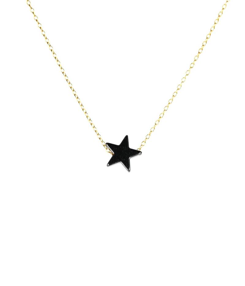 Kleine Schwarze Stern-Halskette Hämatit Schmuck, Zierliche 14K Gold Filled Kette Kleine Schwarze Stern-Halskette Hämatit Schmuck, Zierliche 14K Gold Filled Kette von BubuRuby
