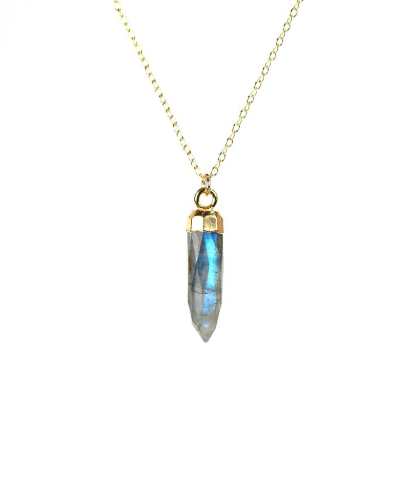 Labradorit Halskette - Edelstein Heilstein Heilkristall Eine Spitze An Einer 14K Gold Filled Kette von BubuRuby