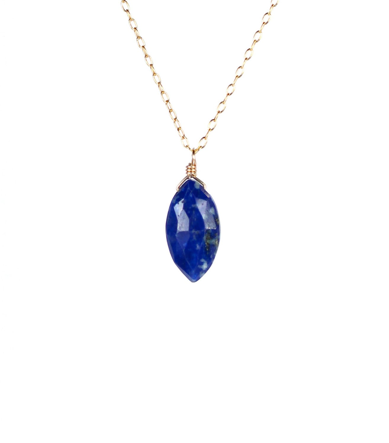 Langer Lapis Tropfen Anhänger Blauer Marquis Anhänger, Dezember Geburtsstein, 14K Gold Filled Oder Sterling Silber Kette Langer Lapis Tropfen Anhänger Blauer Marquis Anhänger, Dezember Geburtsstein, 14K Gold Filled Oder Sterling Silber Kette von BubuRuby