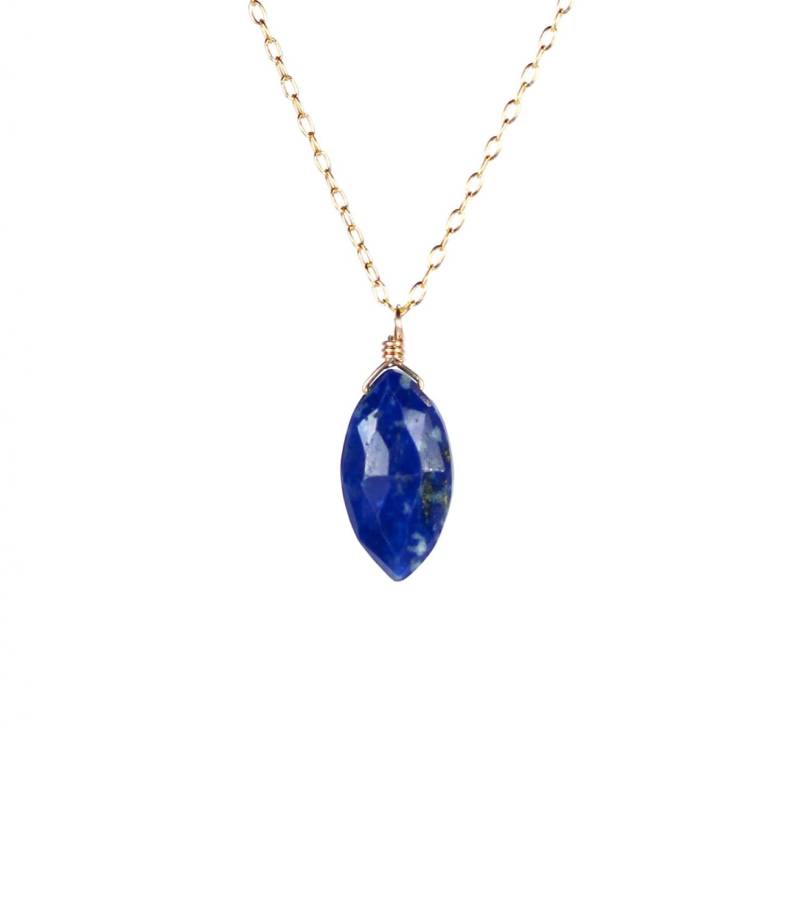 Langer Lapis Tropfen Anhänger Blauer Marquis Anhänger, Dezember Geburtsstein, 14K Gold Filled Oder Sterling Silber Kette Langer Lapis Tropfen Anhänger Blauer Marquis Anhänger, Dezember Geburtsstein, 14K Gold Filled Oder Sterling Silber Kette von BubuRuby