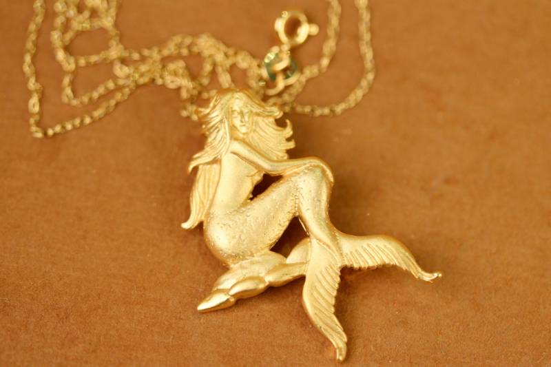 Meerjungfrau Halskette - Meeresprinzessin Eine 14K Vergoldete An Einer Gold Filled Kette Meerjungfrau Halskette - Meeresprinzessin Eine 14K Vergoldete An Einer Gold Filled Kette von BubuRuby