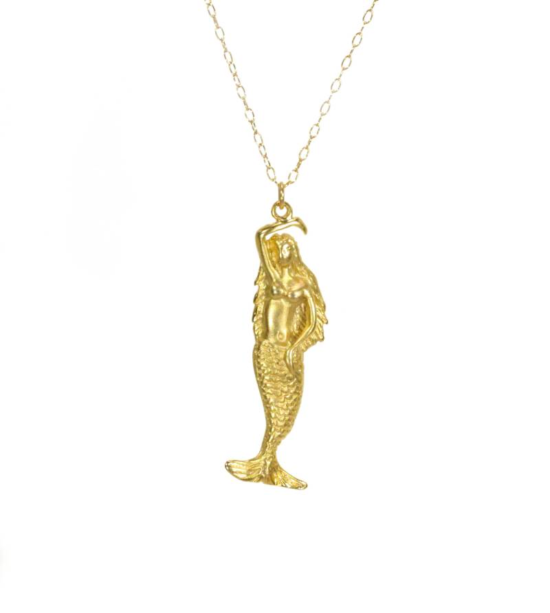 Meerjungfrau Kette, Meeres Prinzessin Strand Anhänger, Aus Gold Vermeil An Einer Vergoldeten Kette Meerjungfrau Kette, Meeres Prinzessin Strand Anhänger, Aus Gold Vermeil An Einer Vergoldeten Kette von BubuRuby
