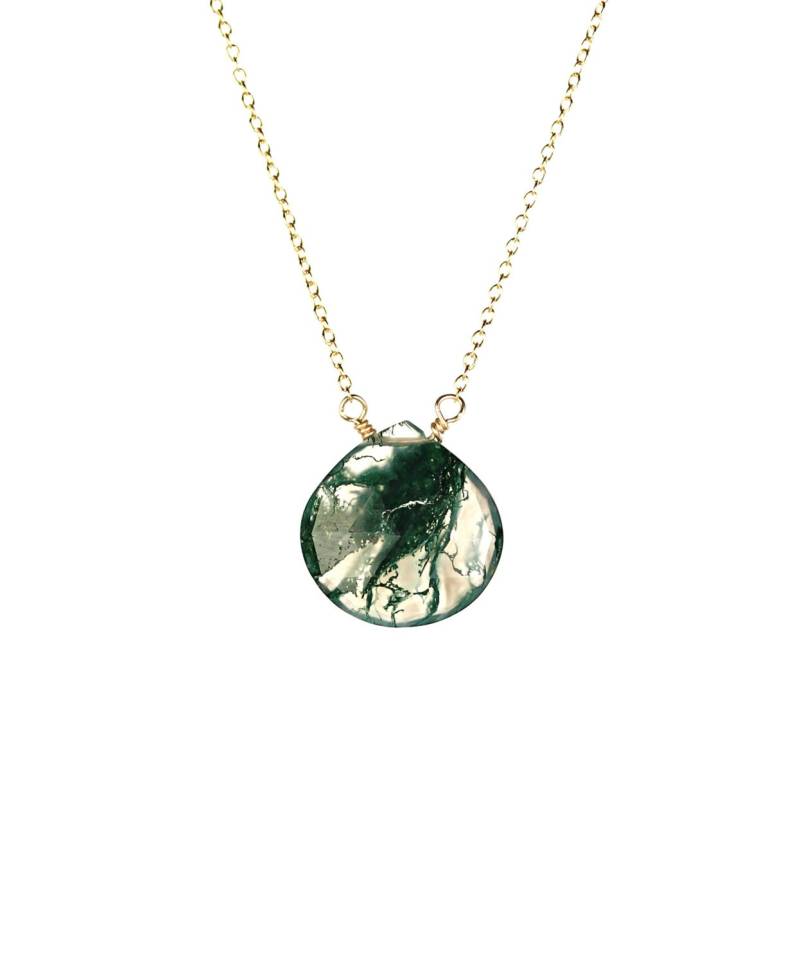 Moosquarz Anhänger, Grüner Quarz Kristall, Tropfenförmiger Handgewickelt Auf Eine 14K Gold Filled Kette Moosquarz Anhänger, Grüner Quarz Kristall, Tropfenförmiger Handgewickelt Auf Eine 14K Gold Filled Kette von BubuRuby