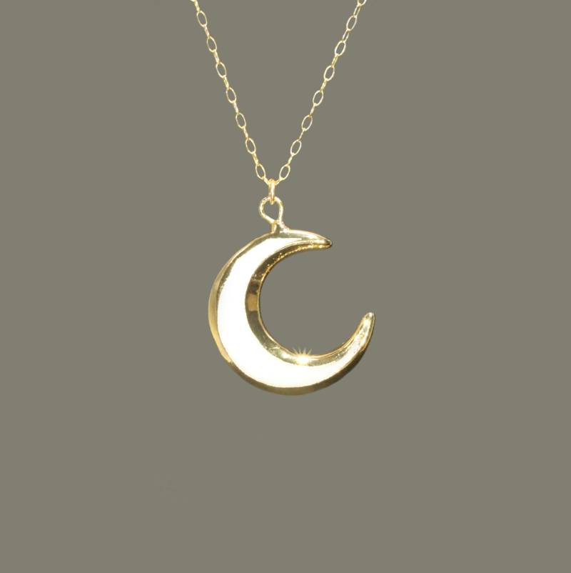 Perlmutt Mond Halskette 14K Gold Filled Halbmond Anhänger Perlmutt Mond Halskette 14K Gold Filled Halbmond Anhänger von BubuRuby