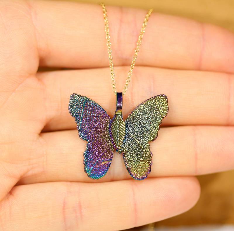 Schmetterling Halskette - Regenbogen Blatt Ausschnitt Echtes Monarchfalter Wunderliche Schmetterling Halskette - Regenbogen Blatt Ausschnitt Echtes Monarchfalter Wunderliche von BubuRuby