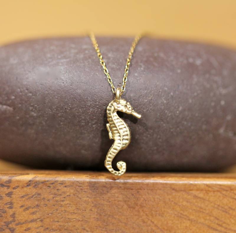 Seepferdchen Kette, Kleines Seepferdchen, Anhänger, Anhänger - Ein Aus 14K Gold Vermeil An Einer Kette von BubuRuby