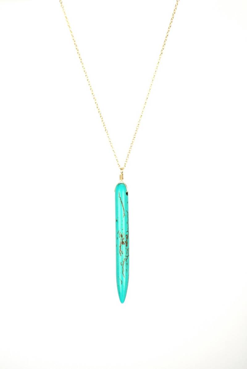 Türkis Spike Kette Langer Punkt Anhänger, 14K Gold Vermeil Oder Sterling Silber Türkis Spike Kette Langer Punkt Anhänger, 14K Gold Vermeil Oder Sterling Silber von BubuRuby