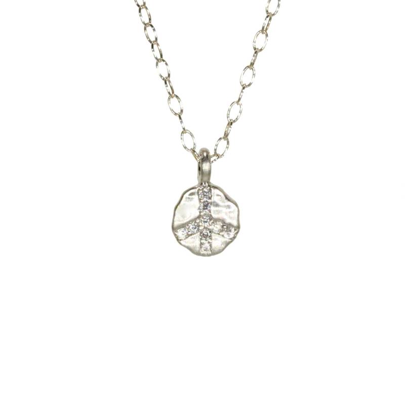 Zierliche Peacezeichen Kette Aus Sterling Silber Silber Funkelndes Kristall Peace Symbol Zierliche Peacezeichen Kette Aus Sterling Silber Silber Funkelndes Kristall Peace Symbol von BubuRuby