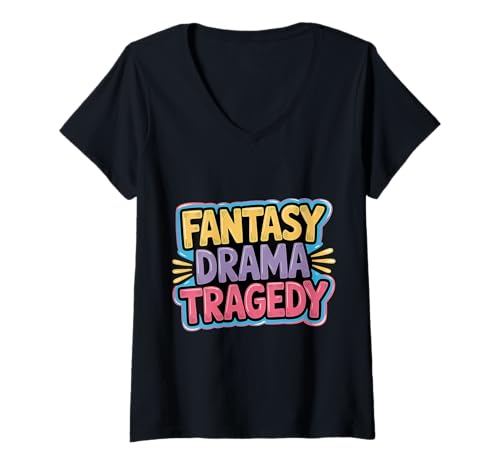 Damen Fantasy Drama Tragedy Buchleser -Fiktion Genre - T-Shirt mit V-Ausschnitt Damen Fantasy Drama Tragedy Buchleser -Fiktion Genre - T-Shirt mit V-Ausschnitt von Buch Genres Love Reader