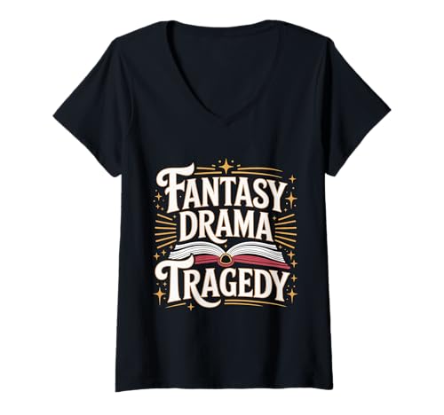 Damen Fantasy Drama Tragedy Buchleser -Fiktion Genre |- T-Shirt mit V-Ausschnitt Damen Fantasy Drama Tragedy Buchleser -Fiktion Genre |- T-Shirt mit V-Ausschnitt von Buch Genres Love Reader