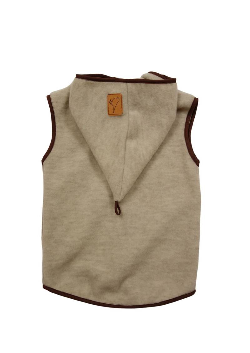 Fleeceweste "Springkraut" Aus Bio-Wollfleece Mit Zipfelkapuze, Für Kinder, Mädchen, Jungen, Perlgrau, Mulesingsfrei, Gots, Merino von Buchfink