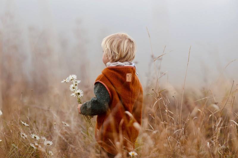 Fleeceweste "Springkraut" Aus Bio-Wollfleece Mit Zipfelkapuze Für Kinder, Mädchen, Jungen, Fuchsbraun, Mulesingsfrei, Gots, Merino von Buchfink