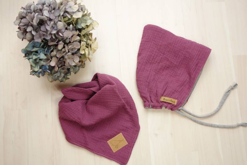 Set Zwergenmütze "Primel" Und Halstuch "Salbei" Aus Musselin Für Kinder, Mädchen, Jungen von Buchfink