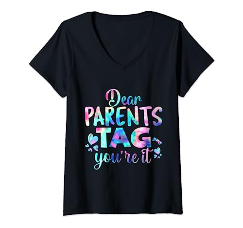 Damen Liebe Eltern Tag You're It Love Teachers Letzter Schultag T-Shirt mit V-Ausschnitt von Buchick Parents Tag You're It Last-Day Of School