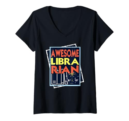 Damen Großartige Bibliothekarin Bücherwissen Stolz Lustig T-Shirt mit V-Ausschnitt Damen Großartige Bibliothekarin Bücherwissen Stolz Lustig T-Shirt mit V-Ausschnitt von Buchliebhaber Humor Für Leseratten Daily Use