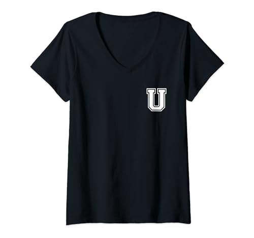 Damen Buchstabe U College Stil Cool T-Shirt mit V-Ausschnitt von Buchstabe U College Stil Cool B