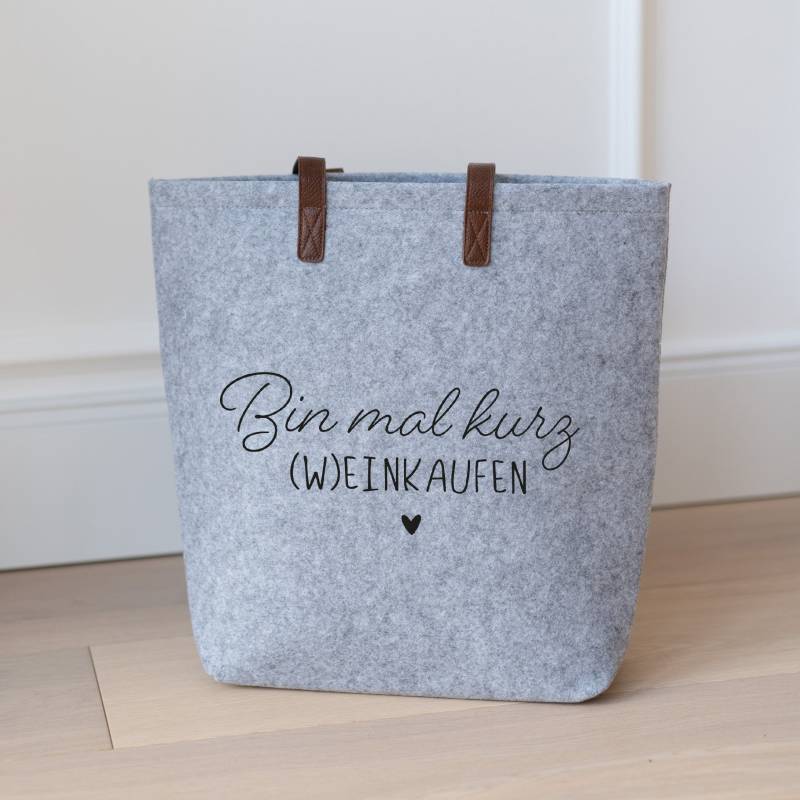 Filztasche Grau Weinkaufen | Shopper Einkaufstasche Filz Strandtasche Geschenk Für Beste Freundin Mama von Buchstabenkult