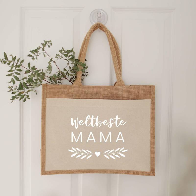 Jutetasche Weltbeste Mama | Markttasche Geschenk Individuelle Geschenke Einkaufstasche Muttertag Geschenkidee Mutter von Buchstabenkult