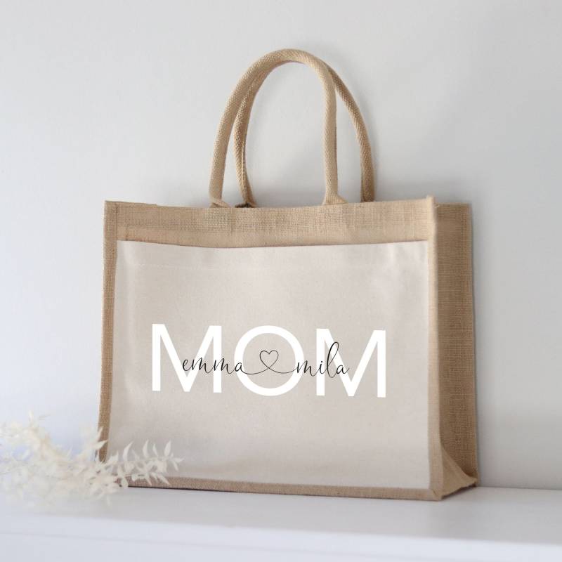 Personalisierte Jutetasche Mom | Markttasche Geschenk Individuelle Geschenke Muttertag Für Mama Muttertagsgeschenk von Buchstabenkult