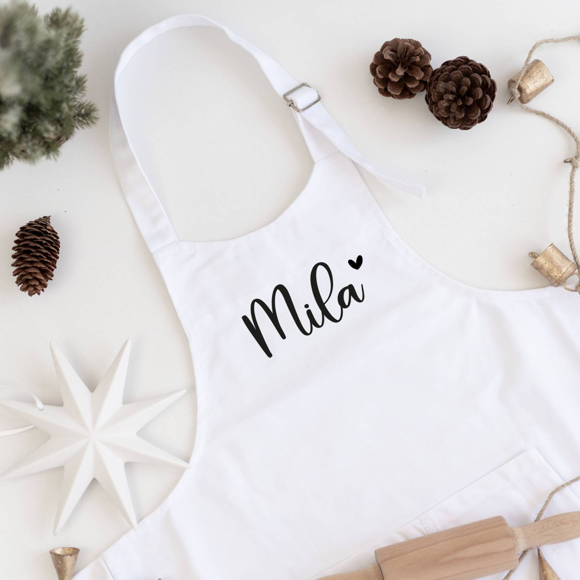 Personalisierte Kinderschürze Weiss Name Mit Herz | Kochschürze Kind Weihnachten Geschenk Für Kinder Backen von Buchstabenkult
