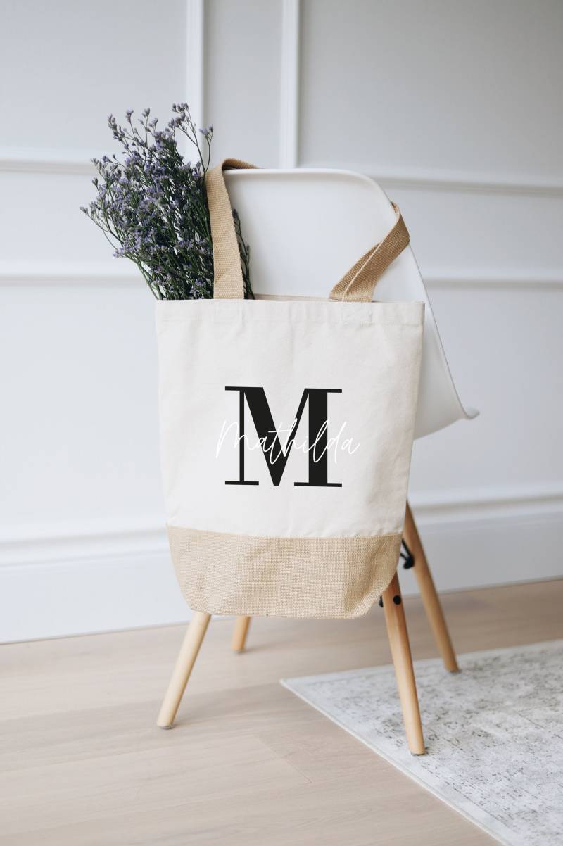 Personalisierte Tragetasche Initial Name | Geschenk Frau Freundin Schwester Einkaufstasche Geburtstag Mama Oma Geschenke von Buchstabenkult