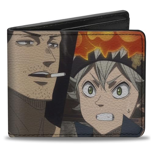 Black Clover Wallet Bifold Black Clover Three Character Pose Blocks and Title Logo Vegan Leather von Buckle-Down