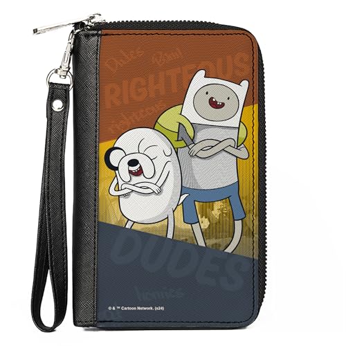 Buckle-Down Cartoon-Netzwerk-Geldbörse, Reißverschluss, Adventure Time Jake und Finn Righteous Dudes Pose, mehrfarbig, veganes Leder, Mehrfarbig, 7.5"x4.5", Casual von Buckle-Down
