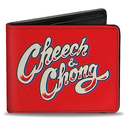 Buckle-Down Cheech & Chong Geldbörse, Bifold, Cheech and Chong Title Logo und Bud Leaf Rot Blau Weiß Veganes Leder, Blau, Rot, Weiß, 4.0" x 3.5", Casual von Buckle-Down