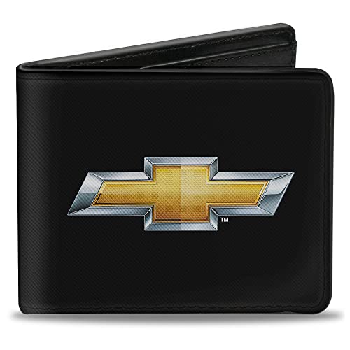 Buckle-Down - Bi-Fold Wallet PU Bifold Wallet - Chevy Bowtie Schwarz/Gold Logo zentriert Herren, Mehrfarbig von Buckle-Down